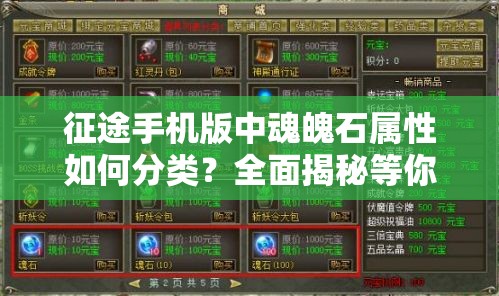 征途手机版中魂魄石属性如何分类？全面揭秘等你来探！