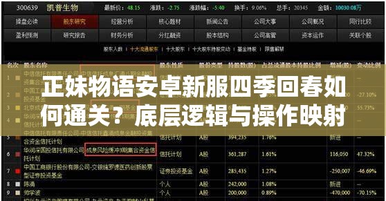正妹物语安卓新服四季回春如何通关？底层逻辑与操作映射深度解析揭秘！