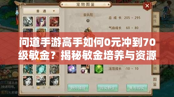 问道手游高手如何0元冲到70级敏金？揭秘敏金培养与资源管理艺术！