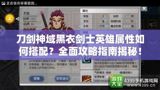 刀剑神域黑衣剑士英雄属性如何搭配？全面攻略指南揭秘！