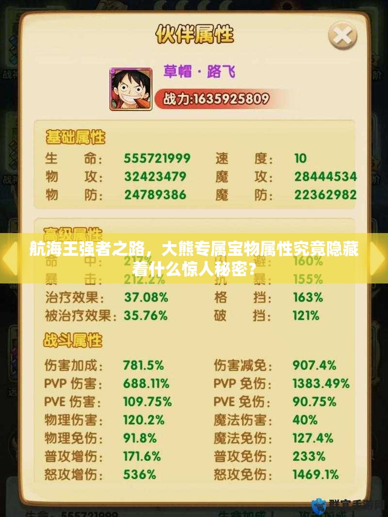 航海王强者之路，大熊专属宝物属性究竟隐藏着什么惊人秘密？