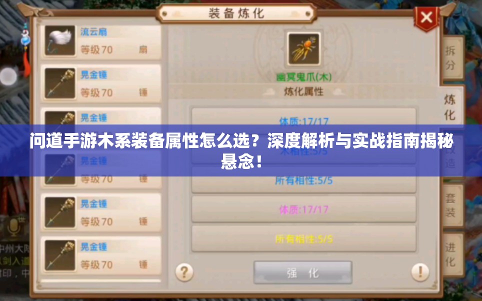 问道手游木系装备属性怎么选？深度解析与实战指南揭秘悬念！