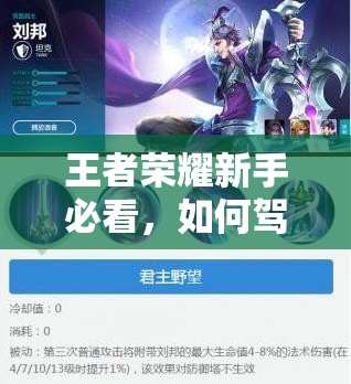 王者荣耀新手必看，如何驾驭双面君主刘邦，制胜攻略大揭秘？