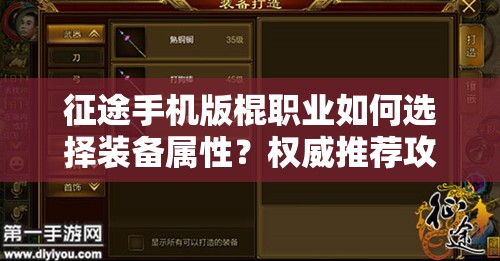 征途手机版棍职业如何选择装备属性？权威推荐攻略揭晓！