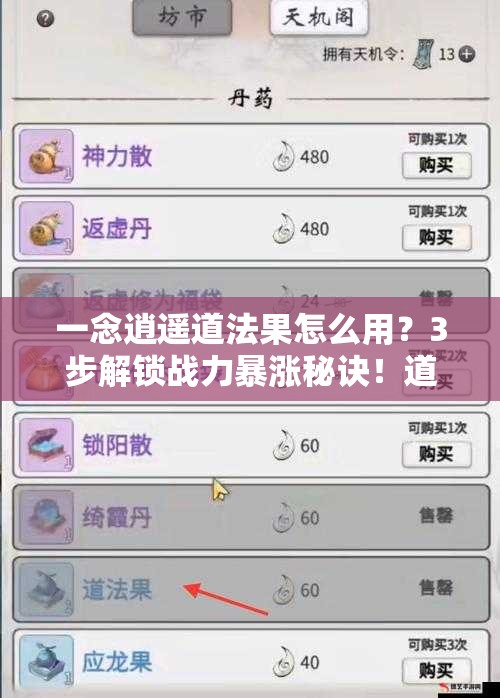 一念逍遥道法果怎么用？3步解锁战力暴涨秘诀！道法果隐藏技巧大公开